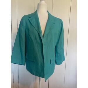 Talbots Size‎ 16 Petite 100% Linen Jacket Teal NWT